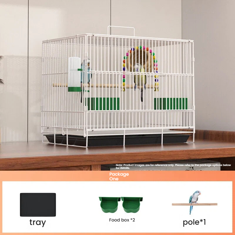 White 40*28*33  [Tray + 2 feeding troughs + Standing pole]