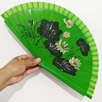 Éventail à main personnalisé avec logo, en bois de couleur unie, style classique espagnol, peint, portable, vente en gros