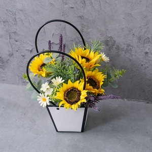 CallaFloral - Juego de Ramos de Girasoles Artificiales con Asa y Cesta de Metal Blanca para Decoración de Bodas y Hogar - Product Image 3