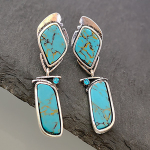 Orecchini Pendenti Vintage in Turchese per Donne, Gioielli in Stile Moda Europea - Product Image 2