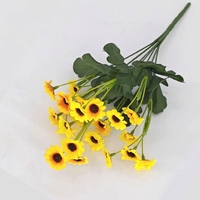 Tiges de tournesols jaunes artificiels, bouquet de marguerites en soie, arrangement floral artificiel, décoration de table pour la maison et le bureau