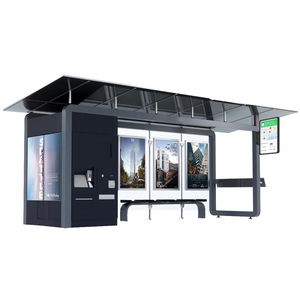 Parada de Autobús Inteligente de Acero Metálico para Calle, Sistema de Transporte Público Inteligente, Parada de Autobús de Vidrio con Refugio - Product Image 1
