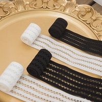Bande élastique 3,5-7 cm pour vêtements, noir et blanc, sangle en spandex ajourée