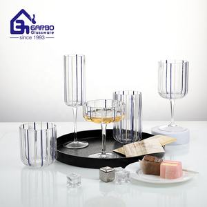 Vasos de vidrio con forma de tira de gama alta para <span class=keywords><strong>Bar</strong></span>, boda o catering, regalo, copas de vidrio, tazas de soplado de moq bajo, cristalería para pintar a mano - Product Image 1