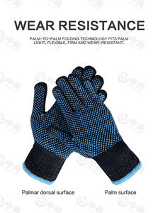 Guantes de algodón antideslizantes de punto de <span class=keywords><strong>PVC</strong></span> de doble cara azul marino Guantes de trabajo de seguridad mecánica de uso general de alta calidad - Product Image 5