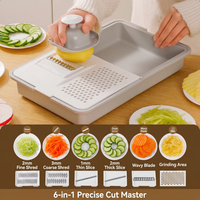 Ensemble de mandoline multifonctionnel 6-en-1 avec panier de drainage, personnalisable avec logo OEM, sans BPA, qualité alimentaire, vente en gros