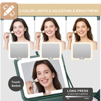 Trousse de maquillage portable rechargeable grande capacité avec lumière LED et miroir magnétique pour femmes et filles