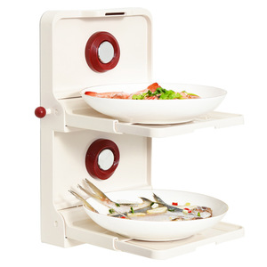 Wall Mounted Foldable <b>Kitchen</b> <b>Storage</b> Rack Double Layer Telescopic Suction Cup Design For Food Prep And Organization - Product Image 4