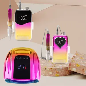 Customize Private Label 35000 Rpm Professional Cordless Electronic Nail Drill Wireless Rechargeable Gel UV LED Nail Lamp