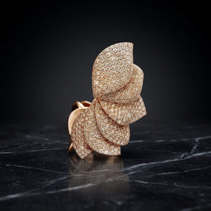 Flower Shape <b>Cocktail</b> <b>Ring</b> Women 18K Solid <b>Gold</b> Rose <b>Gold</b> Plated Diamond Luxury Fine Jewelry - Product Image 2