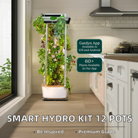 Kit de jardin intérieur hydroponique électronique de luxe pour maison intelligente 12 pots en plastique plateau grande feuille de sol fleur hydroponique microverte