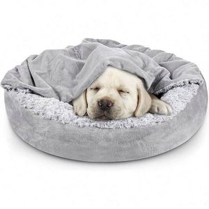 Free Sample Small <b>Dog</b> <b>Bed</b> Cat <b>Bed</b> with Hooded Blanket, Cozy Cuddler Luxury Puppy Pet <b>Bed</b>, Donut Round Calming <b>Dog</b> Burrow <b>Cave</b> - Product Image 1