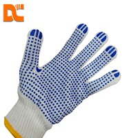 Gants de travail en PVC à pois de calibre 10, bleus, antidérapants, en coton tricoté, avec doublure en nylon, 25 cm, usage général, résistants aux coupures