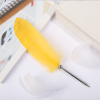 Stylo à bille en plumes d'oie naturelles, impression de logo personnalisée, cadeau promotionnel, 34-35 cm, usage de bureau