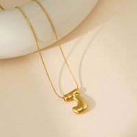 Collier Pendentif Personnalisé en Acier Inoxydable Plaqué Or 18K pour Femme, Lettre Initiale 3D Minimaliste A - Z