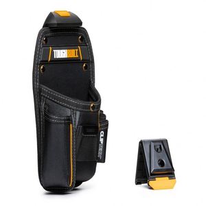 Les charpentiers et les modelleurs peuvent utiliser cette pochette à outils multifonction à double poche avec un support pour marteau. - Product Image 1