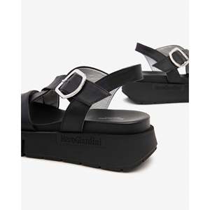 Sandalias de Plataforma con Cuña para Mujer Nero Giardini, Color Negro, con Tiras y Hebilla Plateada - Product Image 4