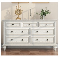Grande armoire blanche à 9 tiroirs / commode / buffet avec poignées en laiton
