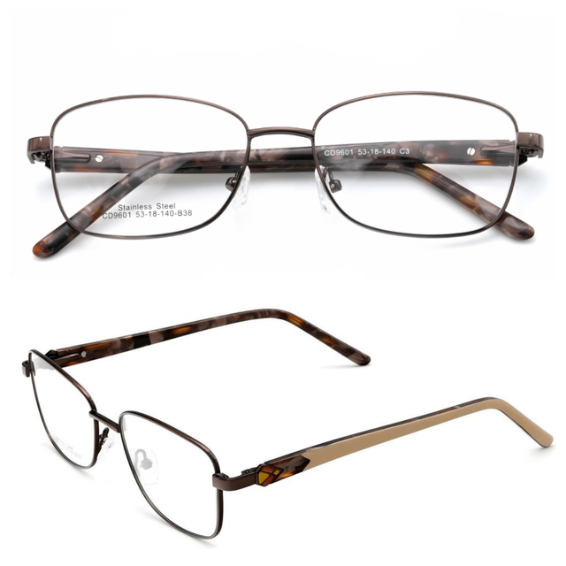 Colored Style Glasses Fashionable Metal Glasses Ready Stock High Quality Factory Wholesale Metal+Acetate Leg Optical Frame