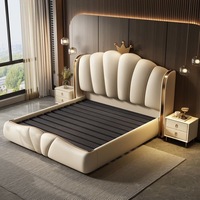 Modernes Luxuriöses Holz-Schlafzimmermöbel-Set mit Weich Gepolstertem Kingsize-Bettgestell aus Leder im Royal-Hotel-Stil mit Stauraum-Design