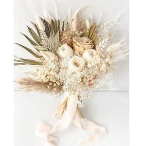 <span class=keywords><strong>Bouquet</strong></span> de <span class=keywords><strong>fleurs</strong></span> <span class=keywords><strong>séchées</strong></span> naturelles en palmier pour mariage et décoration de la maison pour la fête des mères - Product Image 1