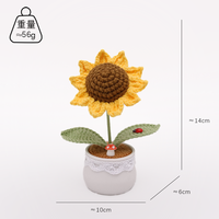 Tournesol au crochet fait main avec motif souriant, plante en pot au crochet, fleur artificielle au crochet personnalisée et mignonne, tournesol souriant au crochet
