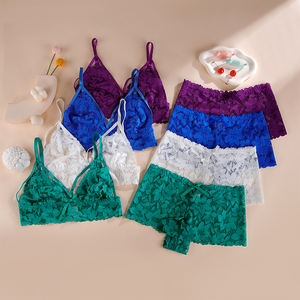 Set di Lingerie in Pizzo Francese Sexy, Reggiseno Puro Senza Ferretto Sottile e Traspirante, Boxer Seducenti con Ritagli, Mutandine Leggere - Product Image 2