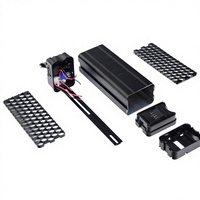 Boîtier de batterie universel pour vélo électrique ALX050, argenté, vertical, antichoc, 36V-72V, pour packs de batteries au lithium 18650/21700, en ABS et alliage d'aluminium