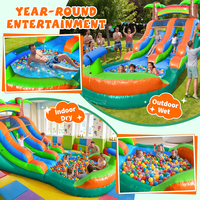 Tobogán Acuático Inflable, Parque Acuático, Equipo de Juego, Bote a Motor, Tobogán Acuático Doble Inflable Comercial con Piscina para Adultos