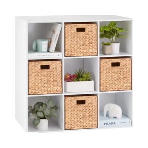 Organizador de almacenamiento de madera de 9 cubos con apertura de estante, <span class=keywords><strong>3</strong></span> paneles traseros extraíbles, librería de MDF personalizable, muebles de sala de estar - Product Image 1