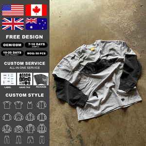 เสื้อยืดแขนยาวถักสองชั้น ระบายอากาศได้ดี ทรงปกติ ผ้าฝ้าย สไตล์สตรีทเท่ๆ สำหรับผู้ชาย ยี่ห้อ KingSen - Product Image 2