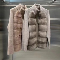 Großhandel Maßgefertigter Winter Gestrickter Pelzpullover Jacke Damen Echte Nerzfell-Wollmantel Mit Reißverschlüssen