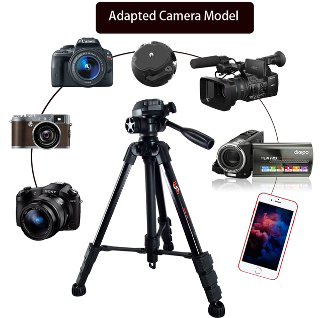 YuSen 60'' Aluminum Professional Tripod Camera Phone Foldable Lightweight 10kg Load Capacity Flip Lock Mini Design Wireless