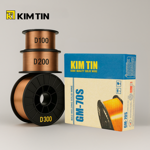 ลวดเชื่อมเหล็กกล้าคาร์บอนเคลือบทองแดง CO2 ยี่ห้อ Kim Tin AWS A5.18 ER70S-6 ขนาด 0.8-1.2 มม. น้ำหนัก 15 กก. 20 กก. บรรจุในดรัม - Product Image 1