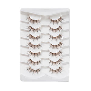 Eendelig Voor Bruine Bovenwimpers Kleine Duivel Manga Valse Wimpers Menselijk Haar Dichte Lange Transparante Band Volledige Strip - Product Image 5