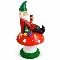 Statue de gnome barbu en résine, figurine personnalisée, décor champignon buvant du vin, pour la maison, l'extérieur, la terrasse, la cour, la pelouse, cadeau, ornement