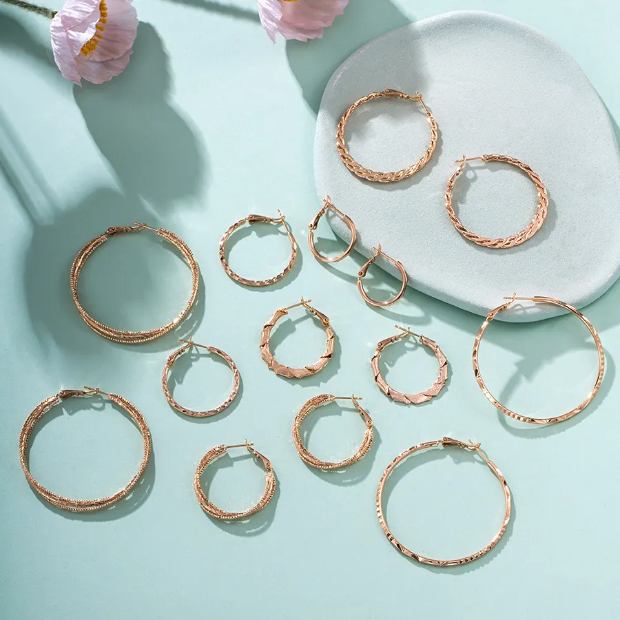 Xuping perhiasan anting-anting tembaga wanita, perhiasan anting-anting emas, cincin besar, perhiasan bandul cincin kecil