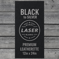 Feuille de similicuir laserable noir à argent avec support en mousse grise et adhésif activé par la chaleur, feuille vierge en similicuir PU pour laser