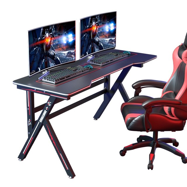 G2 Ergonomic Shaped Gaming Desk for PC Setup Large Workspace Computer Table with Cable Management