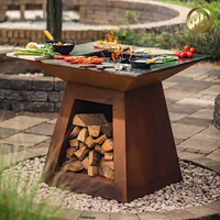 Vente en gros Tables de barbecue en acier corten personnalisables pour la cuisson en plein air pour la combustion du bois de chauffage