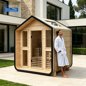 Nouvelle conception de sauna extérieur moderne avec vue panoramique, sauna en bois pour jardin et intérieur avec poêle à sauna 6 kW - Product Image 1