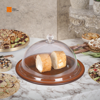 Support à gâteau en résine personnalisable Base en bois de caoutchouc Plateau de service multifonctionnel Couvercle dôme en acrylique Durable Mariage Anniversaire