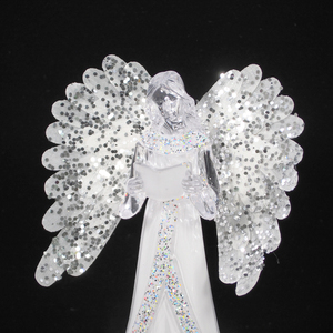 Figurine d'<span class=keywords><strong>ange</strong></span> <span class=keywords><strong>de</strong></span> Noël à paillettes rouges et acryliques à piles <span class=keywords><strong>ange</strong></span> à <span class=keywords><strong>fibre</strong></span> <span class=keywords><strong>optique</strong></span> debout - Product Image 4
