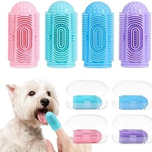Cepillo de dientes de dedo de silicona anticálculos de lujo para perros Suministros de limpieza para el cuidado bucal de mascotas - Product Image 1