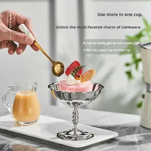 كأس آيس كريم فاخر من الفولاذ المقاوم للصدأ 304 بساق طويلة، سعة 70-225 مل للحلويات والكوكتيلات والعصائر - Product Image 6