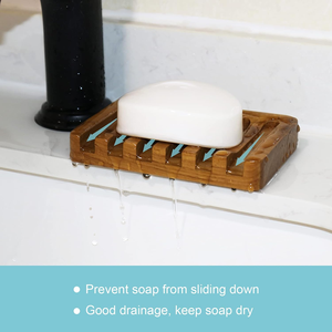 Boîte à savon en bois au design cascade inclinée, porte-savon <span class=keywords><strong>de</strong></span> bain en bois naturel, plateau créatif et tendance, anti-moisissure, avec drain. - Product Image 4