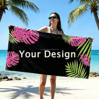 Luxury 100% Cotton Beach Towels Velour Custom Design Digital Printed Large Travel Custom Logo Print Cotton Beach Towel
