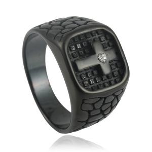 Men's Titanium Steel <b>Cross</b> <b>Ring</b> With Cubic Zirconia Prong Setting Geometric Design Punk Style Fashion Jewelry Gift 24033 - Product Image 5