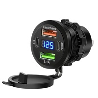 Prise de chargeur USB 12V avec voltmètre PD30W Type C 3.1A Charge rapide Montage sur panneau Prise de voiture