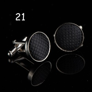 <span class=keywords><strong>Gemelos</strong></span> redondos con hebilla de tela para hombre, <span class=keywords><strong>gemelos</strong></span> a cuadros de negocios de Color sólido de Metal, venta al por mayor, fiesta de boda - Product Image 4